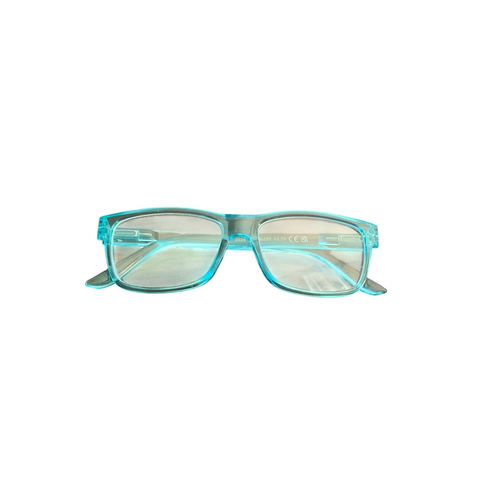 Translucent Turquoise Rectangular Reading Glasses +1.75 Strength 2026 53-15-137